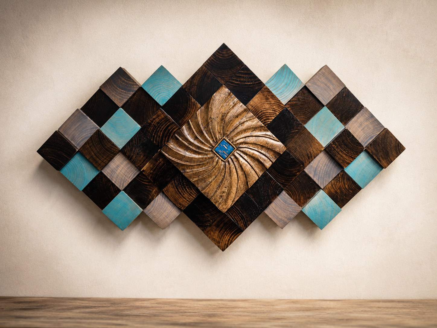 Radiant Geometry - Handcrafted wall art combining geometric composition and hand carving