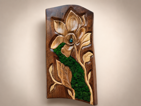 Magnolia Flow | Hand Carved Walnut Botanical Wall Sculpture