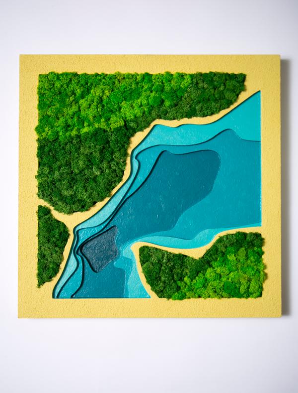 Sea - A layered landscape where land, water and preserved moss meet
